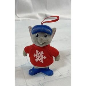 Vintage‎ 90s Disney The Rescuers Flocked Christmas Ornament BERNARD Mouse